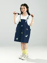 サロペットワンピース キッズ ガールズ フェイクレイヤード 夏 サマー