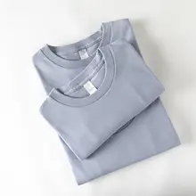 霧がかった紫のコットン短袖Tシャツ【無縫でフィット・男女兼用・夏用】