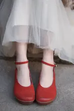 厚底マリージェーンシューズ【一字型ストラップ・レザー・レトロデザイン】