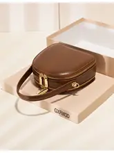 レトロな牛革製ハンドバッグ【通勤用・ショルダー・小型】