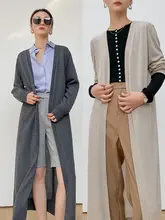 100%羊毛の中長丈カーディガン【春秋用・長袖・軽やかなニット】