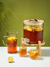 耐熱性ガラス冷水ポット【蓋付き・飲料用・持ち手付き】