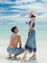 カップル用ビキニセット【セクシー・小胸・三点セット・男女兼用・ビーチパンツ付き】