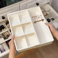 コスメ収納ボックス 引き出し付き 伸縮式 仕切り ドレッサー 奥行き収納 リップ メイクブラシ 整理