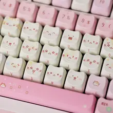 キーキャップ PBT+PC 透明 ピクセル 猫柄 キュート 個性派 「Chosfox SOULCAT」