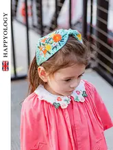 かわいい刺繍入り布製女の子用ヘアバンド【子供用・英倫スタイル】