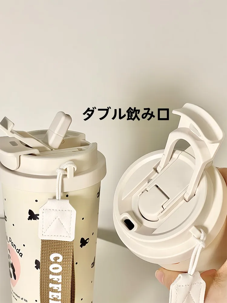 かわいいパンダデザインのステンレスストローマグ：保温・漏れない設計と洗いやすさの実証