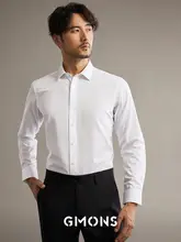 YIYAMON メンズ長袖シャツ【無地・ビジネスフィット・ワイシャツ・白・イージケア】