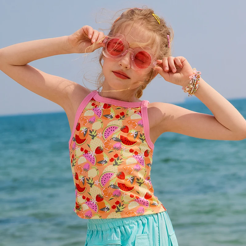 女の子用 ノースリーブTシャツ【夏用・プリントデザイン・かわいいトップス】