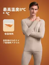 猫人 デロン 裏起毛保温 メンズインナーセット【加厚・ヒートファブリック・長袖シャツ・パンツ】