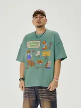 ユニークな印刷が特徴の垂感短袖Tシャツ【カ��ジュアルスタイル・男性向け・夏用】