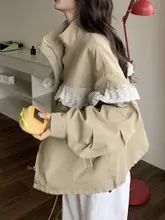 レーストリム付きオーバーサイズ工装ジャケット【春用・カジュアル・女性用・美しいデザイン】（セットアップ対応）