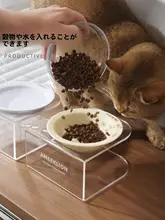 猫用陶器フードボウル【高脚・柔らかい素材・水分補給用】
