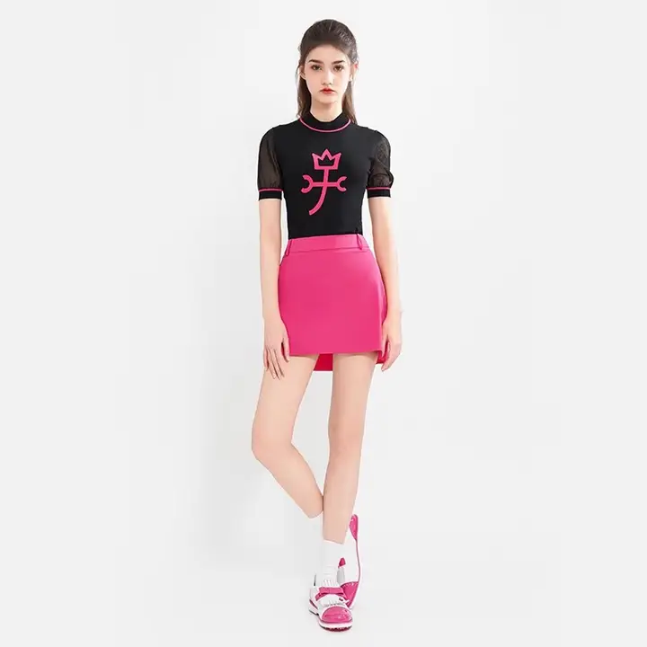 Castelbajac レディース ゴルフ用 半袖アートデザイン 夏用 軽量ストレッチTシャツ