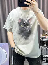 夏用コットン製 メンズ 半袖Tシャツ【カジュアルなアニメプリント・クルーネック・フィット】
