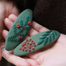 秋冬 DIY 手作り刺繍方形ヘアゴム【布製・クリスマス用・材料キット】