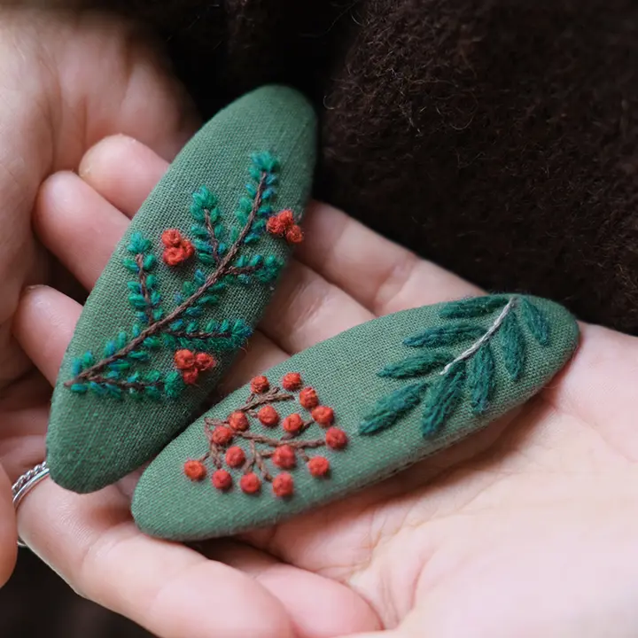 秋冬 DIY 手作り刺繍方形ヘアゴム【布製・クリスマス用・材料キット】