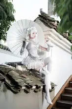 銀月デザインの中華風ロリータ小女仆ショートコーディネート（セットアップ対応）