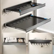 浴室用伸縮型収納ラック【タオル・衣類用・高級感あるデザイン】