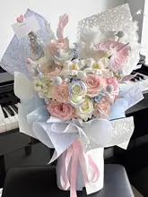 洗面器用 造花バラと永生花の華やかなブーケ【ギフトや誕生日に最適】