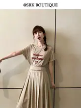 スタイリッシュなカキ色のロングパンダスカート【高腰・デザインプリーツ・フィット】