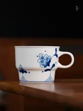 中式手描き青花陶器マグカップ【高級感・カフェ用・家庭用】