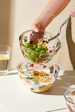 モダン主婦の透明ガラスボウル【フルーツ・ヨーグルト・サラダ・デザート・朝食用】