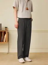 男性用 ゆったりとしたカジュアルパンツ【夏用・薄手・ポケット付き・グレー・すっきりとしたデザイン】