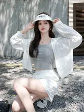 UPF50+ フード付き紫外線対策ジャケット【夏季用・女性・ゆったり・スポーツ＆カジュアル・ショートパンツ】（セットアップ対応）