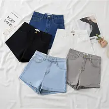 スタイリッシュな夏用白色デニムハイウエストショートパンツ【ストレッチ・Aライン】
