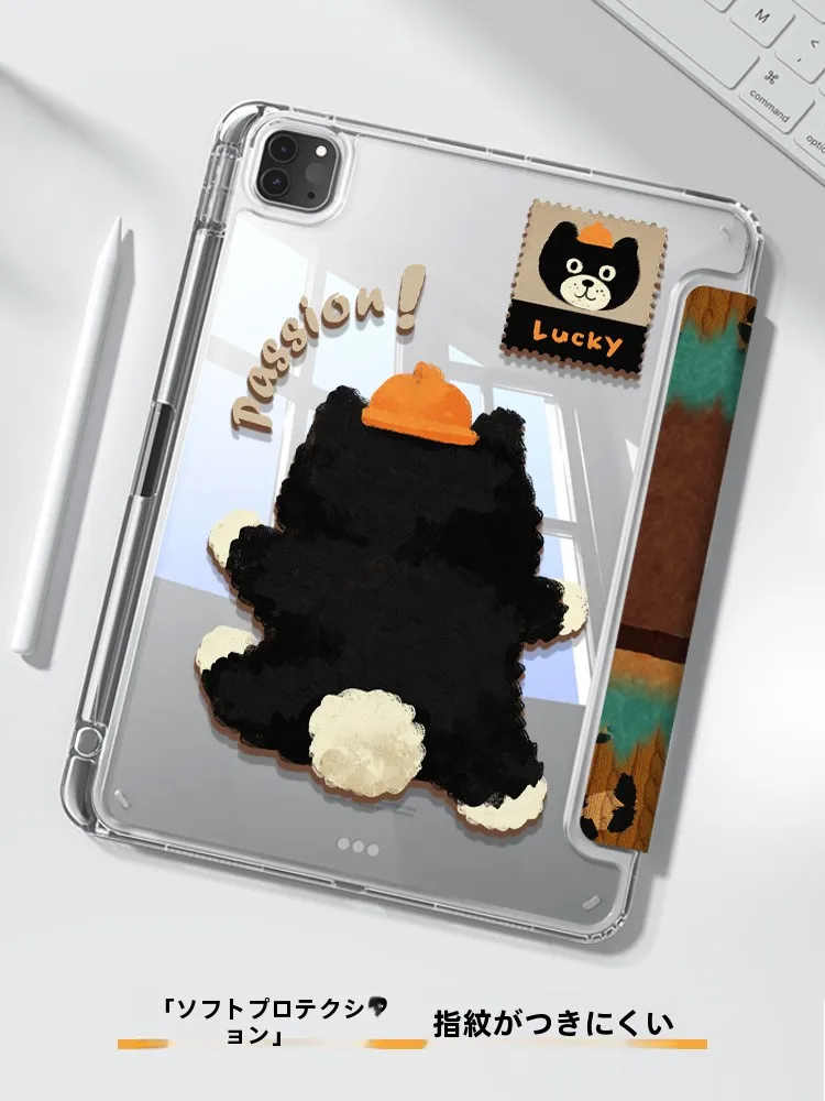 黒白パンダデザインのiPad Air保護ケース：軽量アクリルとY字サポートによる安定性とデザインのバランス
