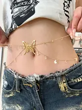 流行のフリンジバタフライペンダントウエストチェーン【セクシーなビーチスタイル・調節可能・二重デザイン】