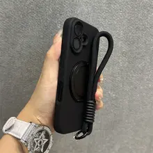 360度回転スタンド付きiPhone用ケース【液体シリコン・防落性能・ビジネス向け・ブラック】