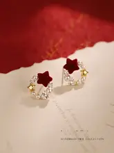 高級感あふれる星型パールピアス【新年用・女性用】