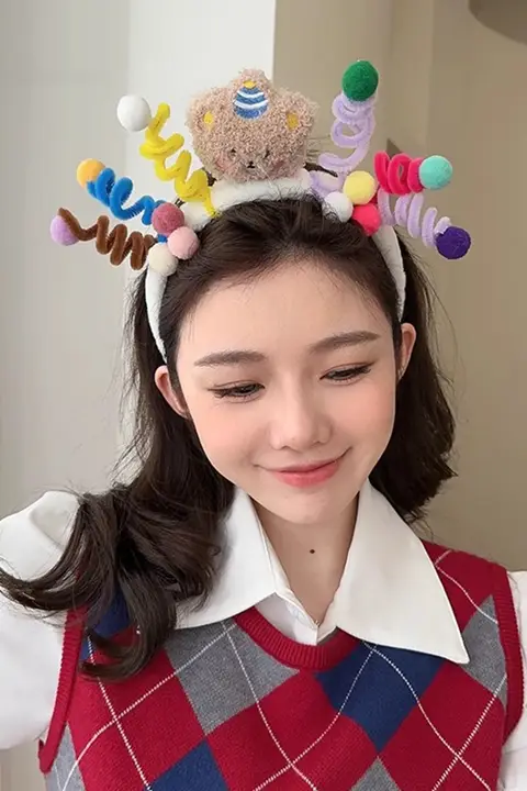 かわいいクマのヘアバンド【毛糸製・洗顔用・子供用・誕生日プレゼントに最適】（セットアップ対応）