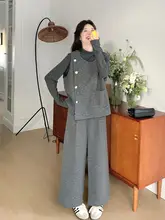 灰色の高級感あるファッションスタイル【蝶結びベスト・ワイドパンツ・トリプルアイテム】（セットアップ対応）