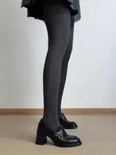 羊皮製 静音底の丸頭一脚蹬ローファー【粗めのヒール・通勤用・女性用】