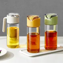 自動開閉式ガラス調味料ボトル【容量大・醤油・酢用・キッチン用】（セットアップ対応）