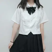 学院風プリーツシャツ【長袖・短袖・ホワイト】
