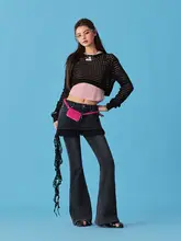 レースデザインの透かしニットトップス【長袖・ゆったりシルエット・重ね着対応】