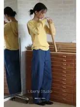 カジュアルストレートデニムパンツ【レディース・深藍・通勤用】