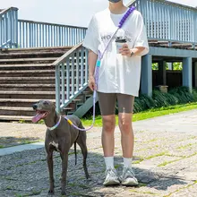 多機能犬用ハーネスリード【ハンズフリー・ランニング用・ウエスト装着・S/M/L対応】