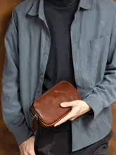 レトロデザインの本革メンズハンドバッグ【牛革・ショルダー・斜め掛け・お財布ポケット付き】