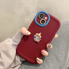 酒紅色の可愛いクマのスマートフォンケース【Xiaomi対応・柔らかいシリコン・耐衝撃】