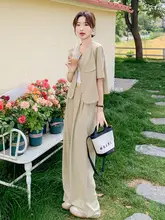 大人の雰囲気を演出！短袖ジャケットとロングパンツ【通勤・スタイリッシュ・夏用】（セットアップ対応）