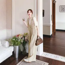 した雰囲気の配色ベストとパンツ【夏用・軽やかデザイン・フレッシュスタイル】（セットアップ対応）