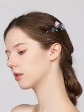 ローズデザインのヘアクリップ【韓国製・横型・スプリングクリップ】