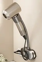穴あけ不要！壁掛け式ドライヤースタンド【吸盤付き・旋回機能・両手を解放】