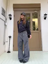 美式ヴィンテージ風 ワイドストレート工装パンツ【男女兼用・調整可能・ウォッシュ加工】（セットアップ対応）