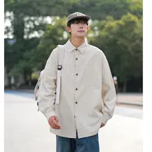 ストライプ柄長袖シャツ【男性用・春秋・フィット・カジュアル】